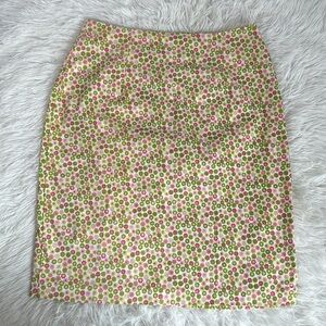 Annie Alexander Bright Green & Pink Floral Pencil Skirt Vintage Size 4